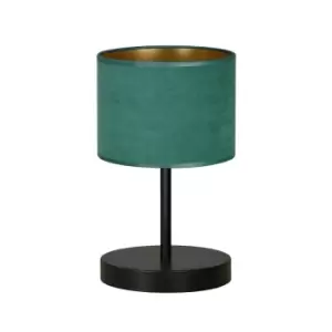 Image of Hilde Black Table Lamp with Round Shade with Green Fabric Shades, 1x E27