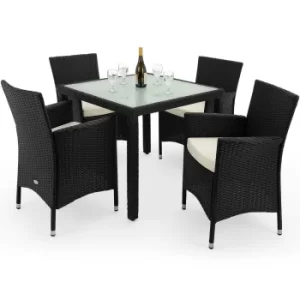 Image of 4 Seat Poly Rattan Garden Dining Set Bali Black