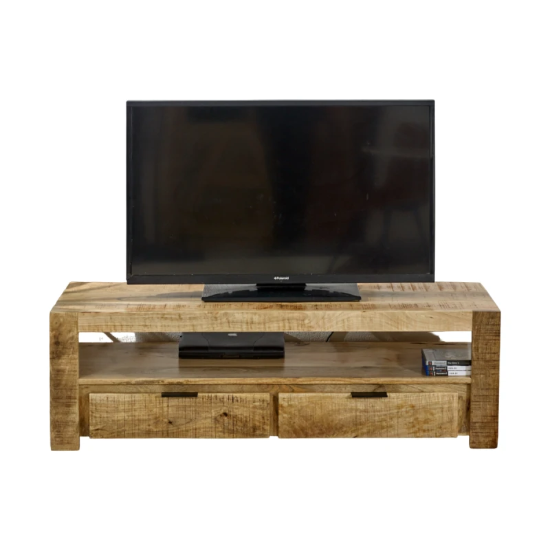 Image of Indian Hub Surrey Solid Wood TV Stand With 2 Drawers