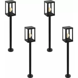 Image of 4 pack IP44 Outdoor Bollard Light Black Zinc Plated Steel 1x 60W E27 Post