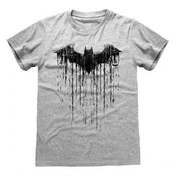 Image of Batman - Dripping Logo Unisex Medium T-Shirt - Grey