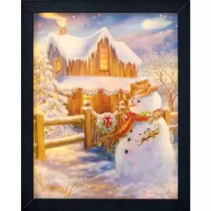Image of Christmas Shop 3D Lit Snowman Lenticular Picture (One Size) (Multi Colour) - Multi Colour
