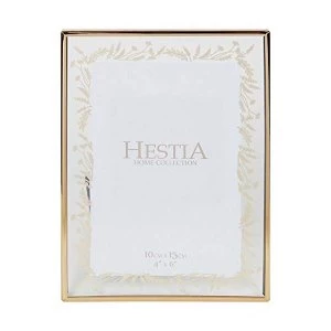 Image of 4" x 6" - Gold Metal Floral Print Photo Frame