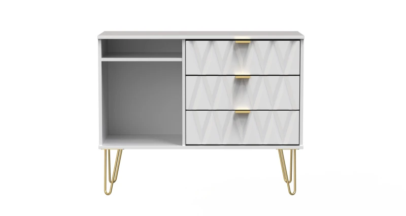 Image of Dallas 3 Drawer TV Unit In White Matt (Ready Assembled)