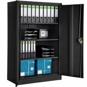 Image of Filing cabinet with 4 shelves 140 x 90 x 40cm - metal filing cabinet, office cabinet, home filing cabinet - Black - black