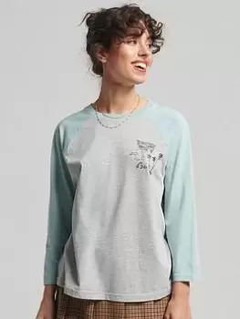 Image of Superdry Vintage Surf Ranchero Top - Grey, Size 14, Women