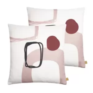 Image of Furn. Aida Geometric Sustainable Twin Pack Polyester Filled Cushions Blush