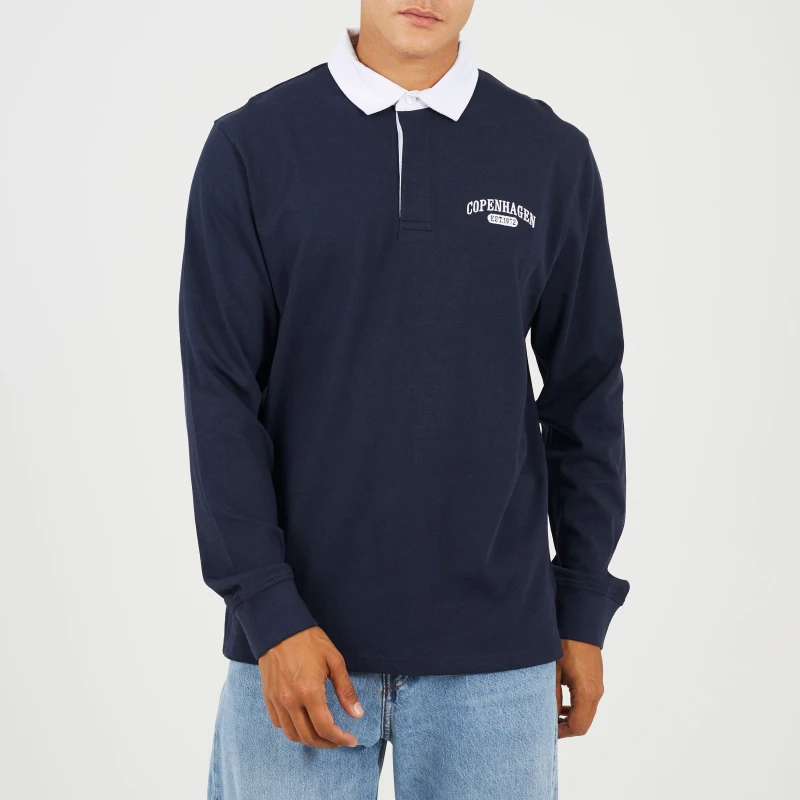 Image of Brave Soul Brave Soul Men Solid Colour Rugby Shirt in Navy Size: Medium Navy M Male 5063487285273