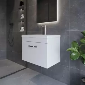 Image of Nuie - Athena Wall Hung 1-Drawer Vanity Unit with Basin-1 600mm Wide - Gloss White