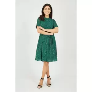 Image of Yumi Green Recycled Animal Print Shirt Dress - Green