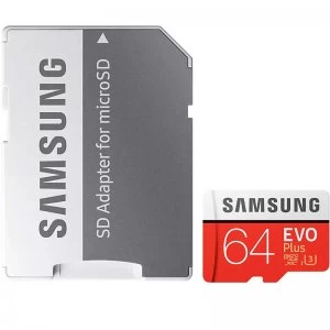 Image of Samsung 64GB Evo Plus Micro SD Card SDXC + Adapter - 100MB/s