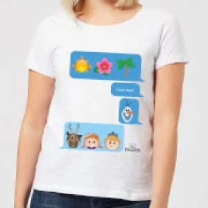 Image of Disney Frozen I Love Heat Emoji Womens T-Shirt - White - XL
