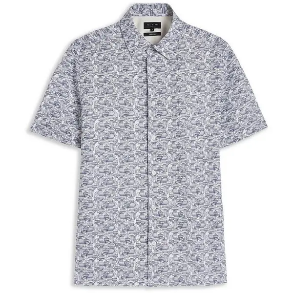 Image of Ted Baker Laughy Short Sleeve Shirt S (2) Blue 55236918350
