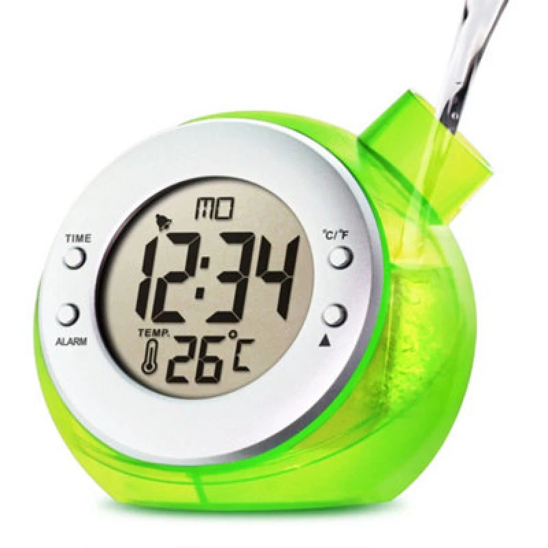 Image of Smart Living Smart Living Kettle Shaped Water Powered Multi Function Digital Desk Clock in Green Green One Size Unisex 0632556514566