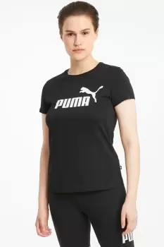 Image of Puma Essentials Black Logo T-Shirt - Womens - Size: Large