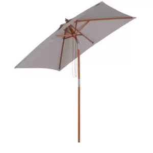 Image of Outsunny Wooden Patio Umbrella Market Parasol Outdoor Sunshade Grey