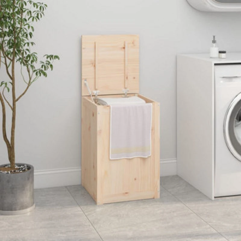 Image of Vidaxl Laundry Box 44X44X66cm Solid Wood Pine