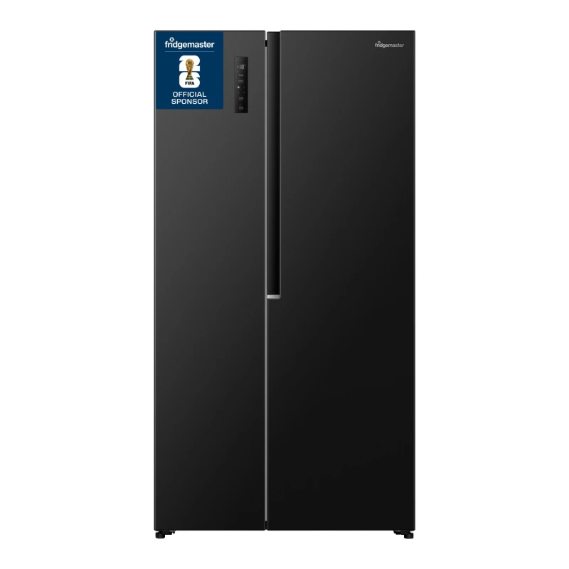 Image of Fridgemaster 544 Litre Side-by-Side American Fridge Freezer - Black MS91558EB Black