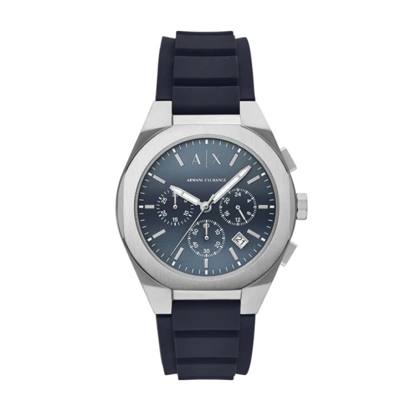 Image of Armani Exchange AX4185 Rafael Chronograph Blue Silicone Strap Watch - W65485