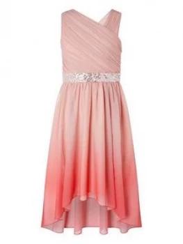 Image of Monsoon Girls Abbey Dip Dye One Shoulder Prom Dress - Pink