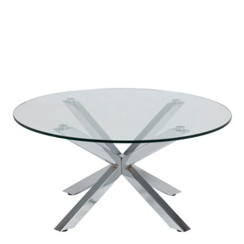 Image of Furniture To Go Heaven Round Coffee Table with Glass Top and Chrome Legs Silver unisex