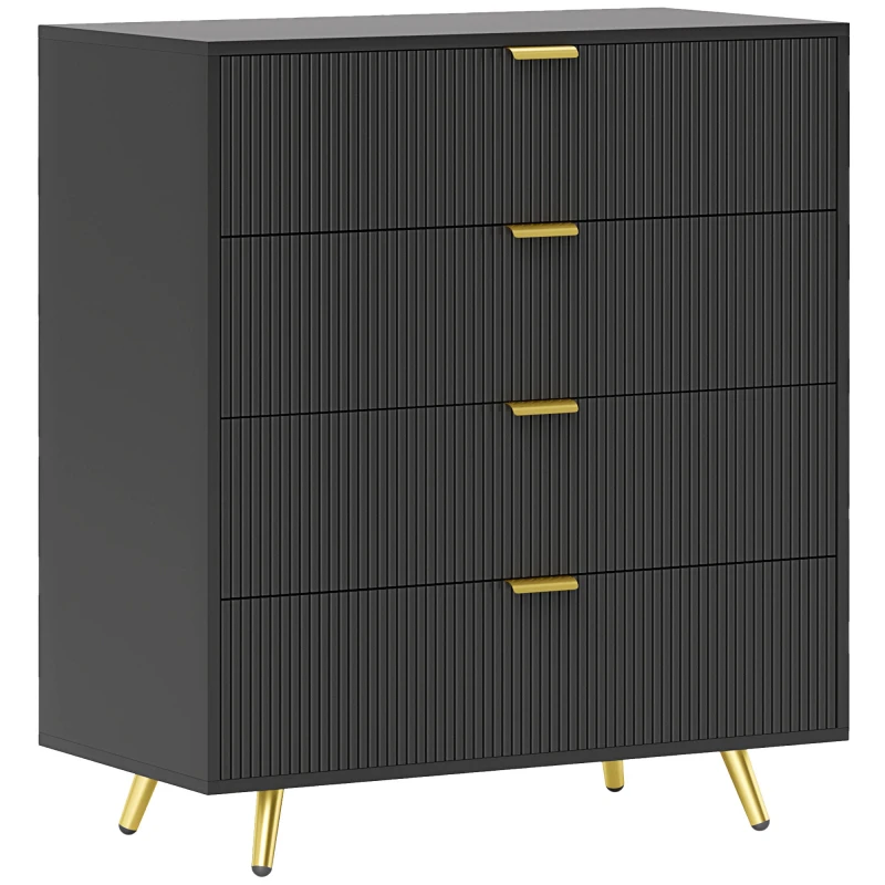 Image of HOMCOM Chest of Drawers with 4 Drawers for Bedroom - Living Room - Black TJ Hughes White 5063603995222