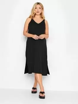 Image of Yours Black Elasticated Strap Beach Dress, Black, Size 18-20, Women