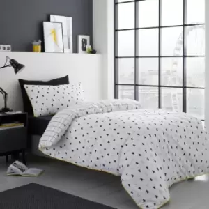 Image of Fusion - Kite Geometric Print 100% Cotton Reversible Duvet Cover Set, Black/White, Double