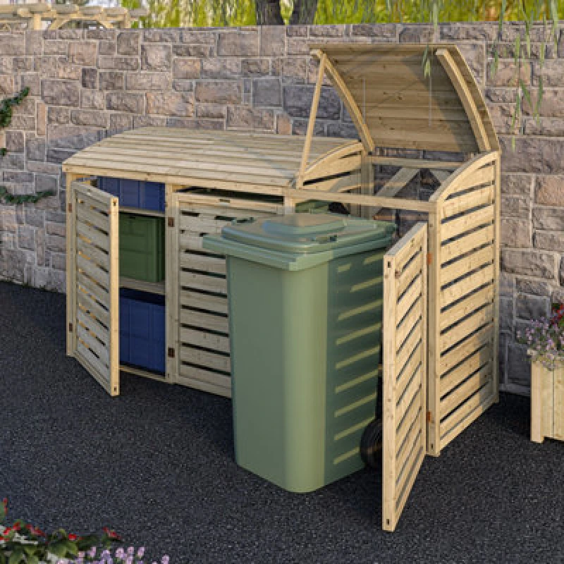 Image of Rowlinson Rowlinson Timber Double Bin With Single Box Store 2BIN1BOX