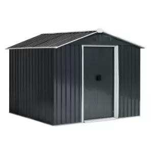 Image of Outsunny 8 x 6ft Garden Storage Shed With Double Sliding Door Outdoor Grey
