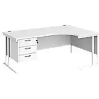 Image of Dams International Right Hand Ergonomic Desk MC18ERP3WHWH 1,800 x 1,200 x 725 x 800 - 990 mm