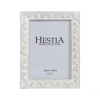 Image of 5" x 7" - Whitewashed Carved Wood Effect Photo Frame