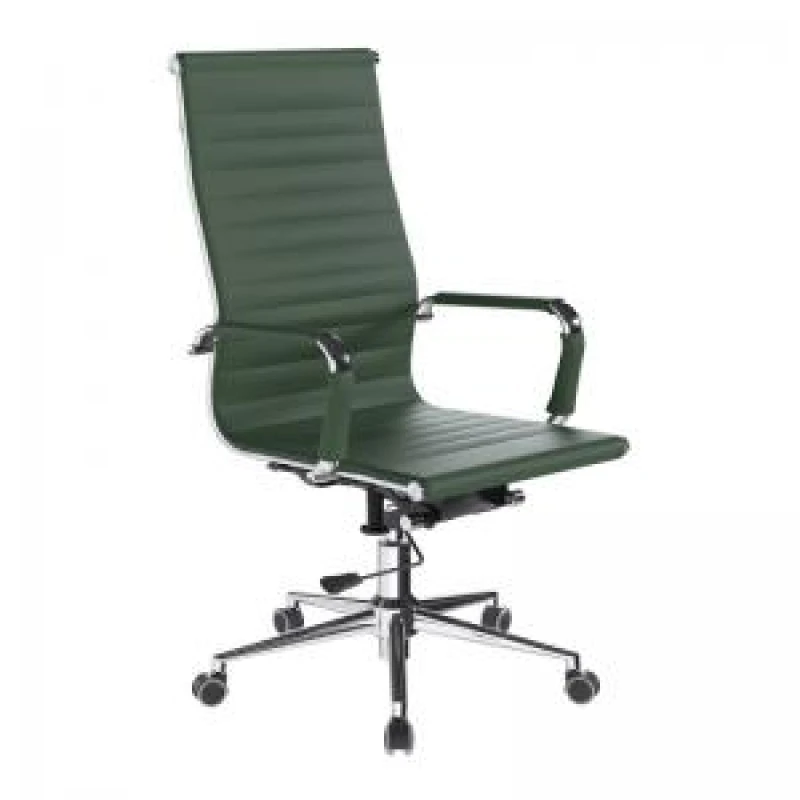 Image of Aura Nautilus Designs Aura Contemporary High Back Bonded Leather Executive Office Chair With Fixed Arms Forest Green - BCL/9003/FGN BCL/9003/FGN