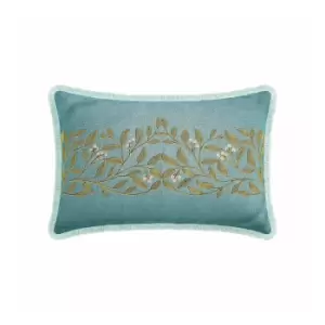 Image of V&A Voysey Embroided Cushion 60cm x 40cm, Aqua