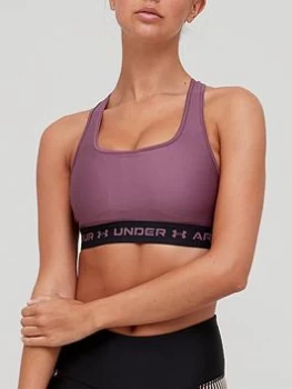 Image of Under Armour Training Crossback Mid Support Bra - Plum, Plum, Size S, Women