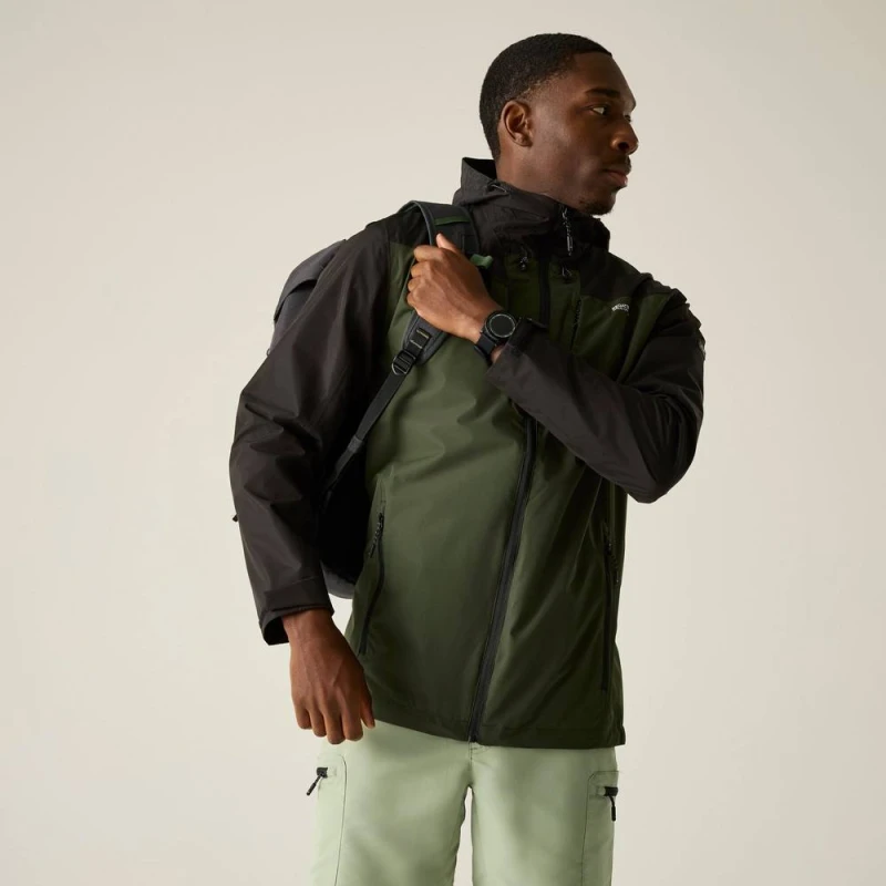 Image of Regatta Mens Calderdale Hooded Walking Waterproof Jacket in Khaki Size: Large Khaki Male L