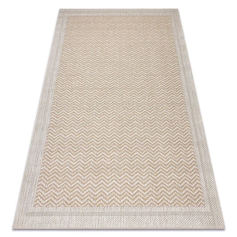 Image of RugsX Carpet Origi 3739 Cream / Beige - Frame, Herringbone Flat-Woven Sisal String 136X190 Cm