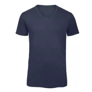 Image of B&C Mens Favourite Triblend V-Neck T-Shirt (2XL) (Heather Navy)