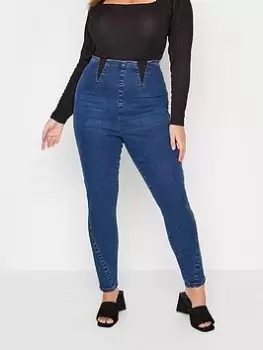 Image of Yours Side Split Elastic Insert Jegging Indigo, Blue, Size 22, Women