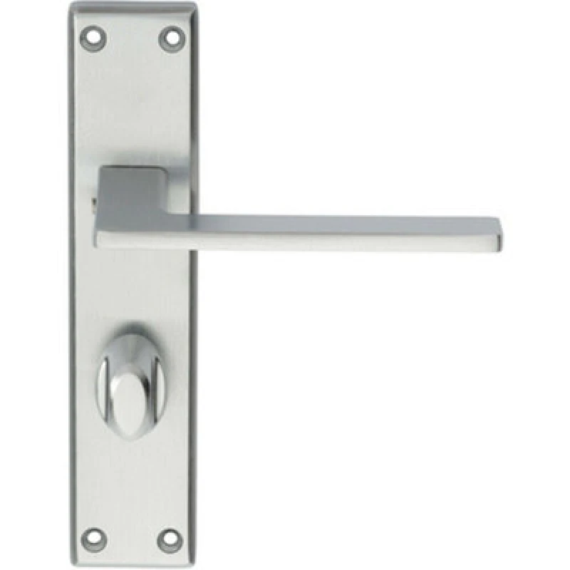 Image of Loops Flat Straight Lever on Bathroom Backplate Handle 180 x 40mm Satin Chrome Multi