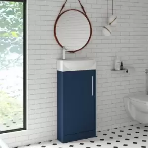 Image of Juno Compact rh Floor Standing Vanity Unit and Basin 440mm Wide - Electric Blue - Hudson Reed