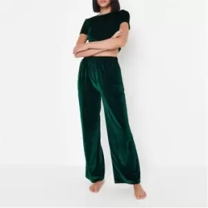 Image of Missguided Script Velvet Pyjama Set - Green