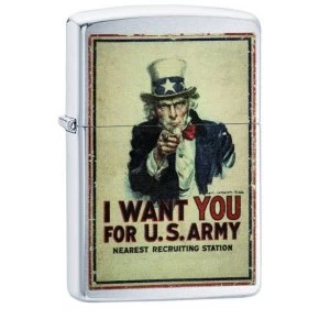 Image of Zippo U.S. Army I Want You Brushed Chrome Finish Windproof Lighter