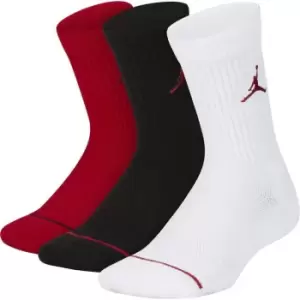 Image of Air Jordan 3 Pack Crew Socks Juniors - Red