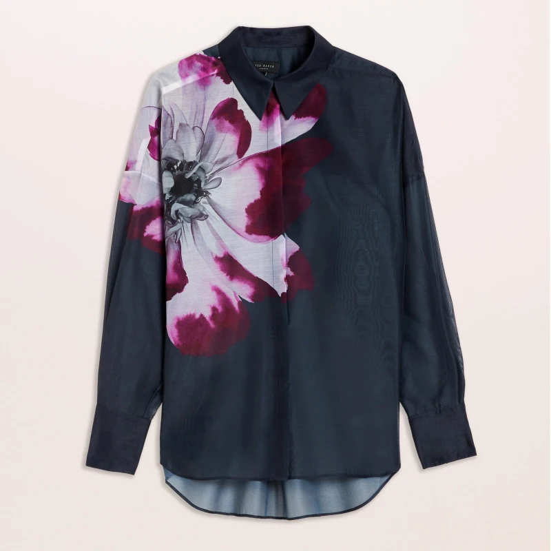 Image of Ted Baker Orrin Floral Shirt - Blue Blue 8