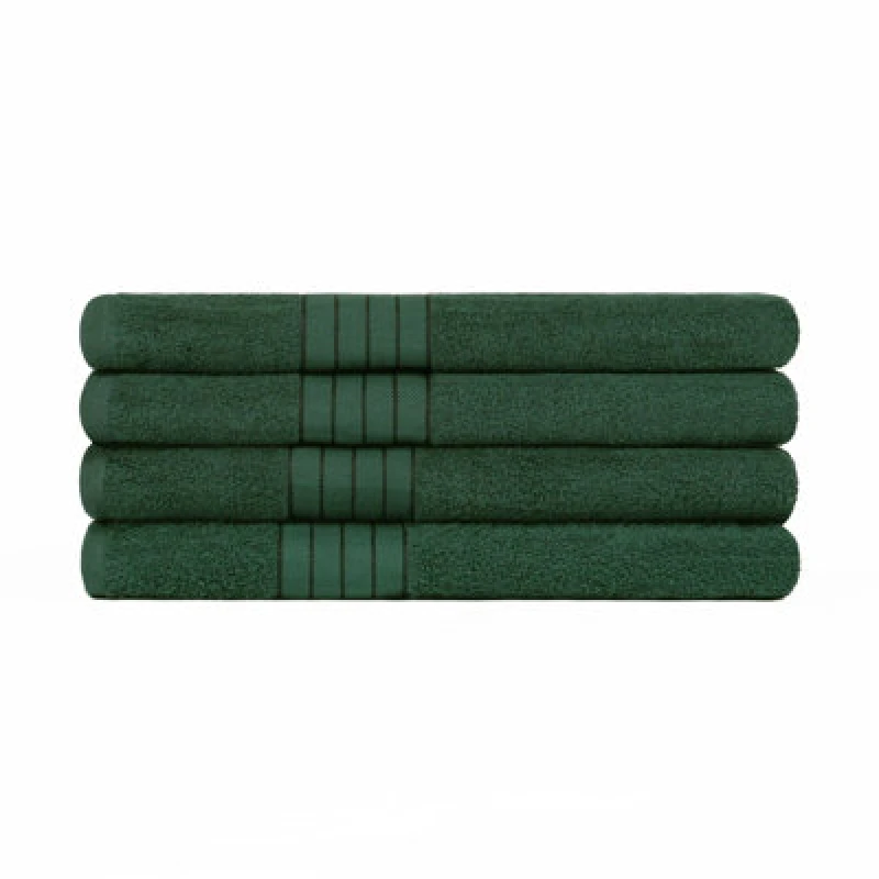 Image of OHS OHS 4 Pack of 100% Cotton Bath Sheet Bathroom Towel in Dark Green Dark Green Bath Sheet Unisex 5027434161911