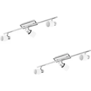 Image of 2 PACK Wall 3 Spot Light Colour Chrome Plated & White Steel GU10 3x5W Included