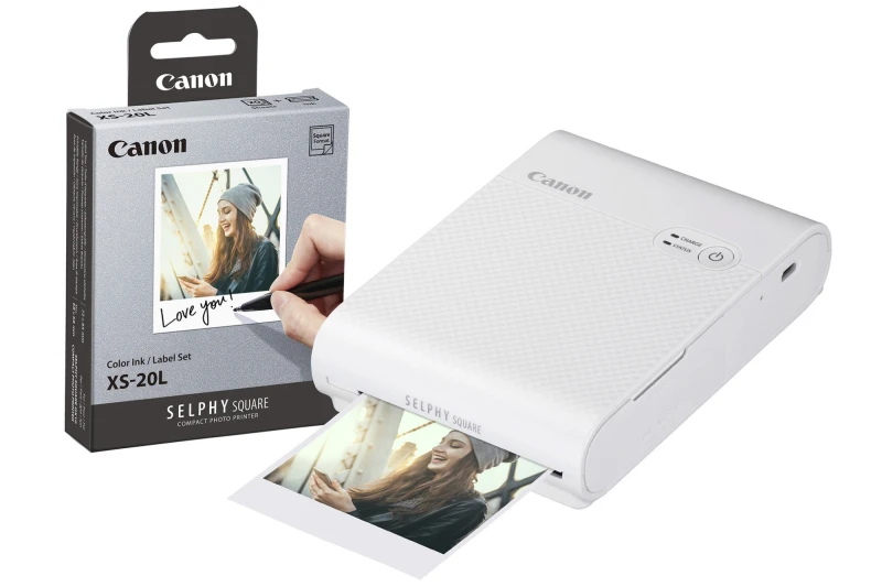 Image of Canon Selphy Square QX10 Wireless Photo Printer - White - Printer + 20