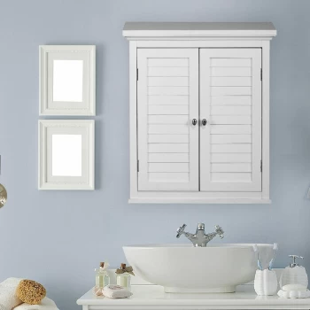 Image of Teamson Home - Bathroom White Wooden Double Door Wall Cabinet ELG-583 - White