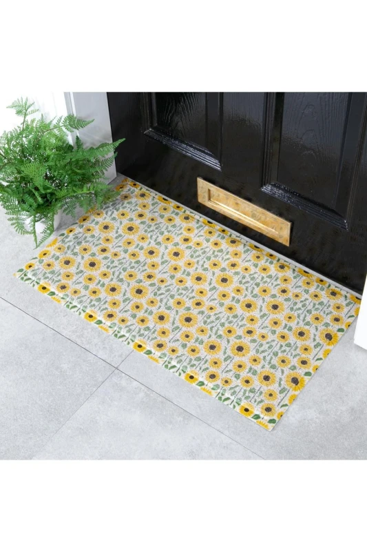 Image of Artsy Mats Sunflower Pattern Doormat (70 x 40cm) Yellow unisex